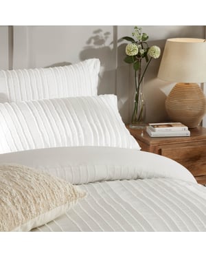 Duvet Day Harrison Stripe Tufted Soft Touch Duvet Cover Set, Double, White
