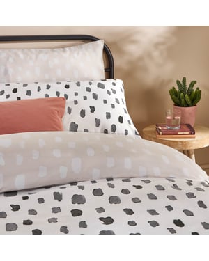 Duvet Day Robi Printed Soft Touch Duvet Cover Set, Double, Linen/Charcoal