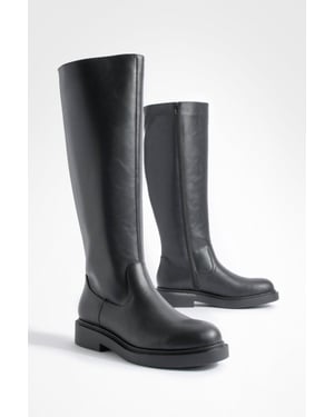 Minimal Chunky Knee High Boots