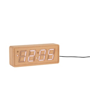Karlsson wekker solid engraved licht hout