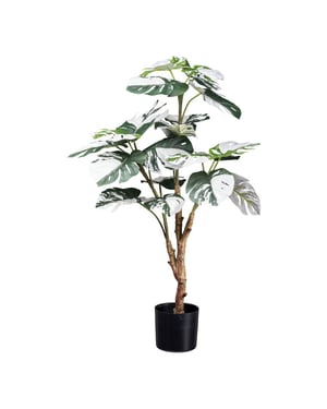 Kopu ® kunstplant monstera variegata 80 cm 21 bladeren gatenplant