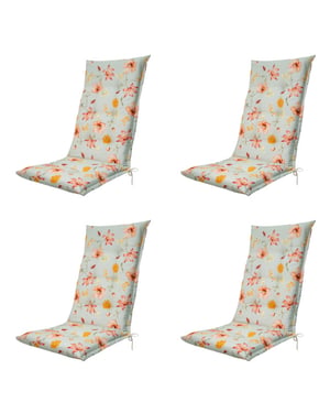 Madison tuinstoelkussen hoge rug florina orange ca. 123x50 cm set van 4