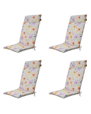 Madison tuinstoelkussen hoge rug florina purple ca. 120x50 cm set van 4