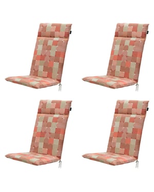 Madison tuinstoelkussen hoge rug jacky terra ca. 120x50 cm set van 4