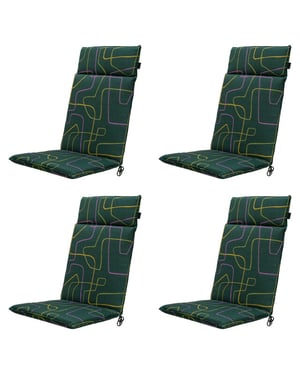 Madison tuinstoelkussen hoge rug joah green ca. 120x50 cm set van 4