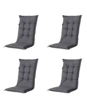 Madison tuinstoelkussen hoge rug manchester grey ca. 123x50 cm set van 4