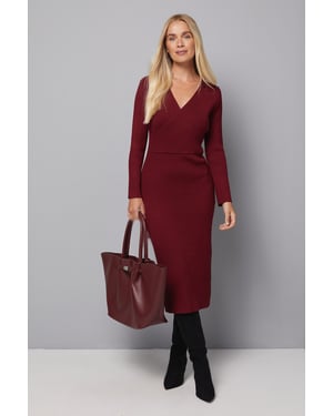 Petite Asymmetric Rib Knitted Dress