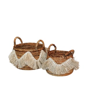 Furnilux decoratieve opbergmanden set van 2 – handgevlochten bananenstam /