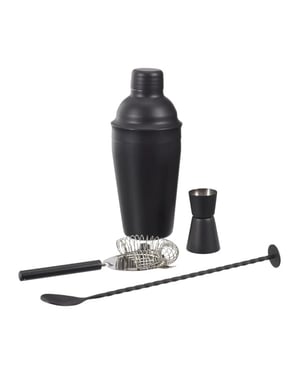 WDMT Vierdelig rvs cocktail set mat zwart