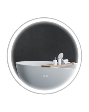 4goodz Ronde badkamerspiegel 60 cm led verlichting zilver