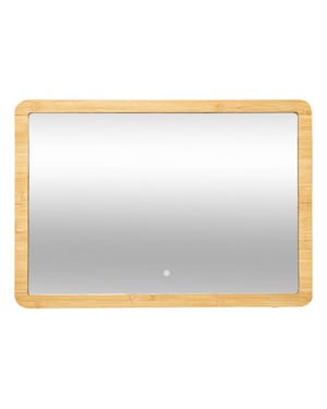 4goodz Bamboe spiegel rechthoekig met led verlichting 47x66 cm -