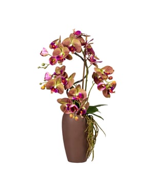 Kopu ® kunstbloem orchidee 70 cm in bruine vaas phalenopsis