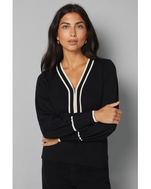 Zip Front Tipped Knitted Top