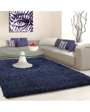 Muratap Basic shaggy vloerkleed donker blauw hoogpolig- 140x200 cm