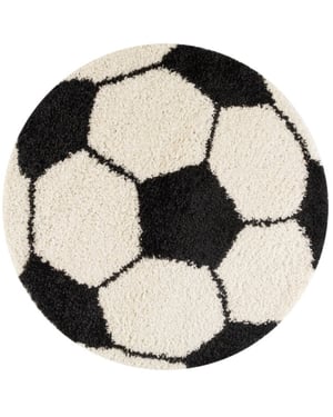 Muratap Fun voetbal kinderkamer rond vloerkleed hoogpolig wit- 120 cm rond