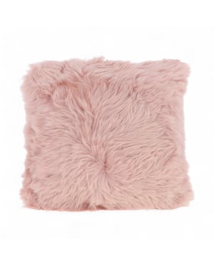 Echte schapenvacht roze 40x40cm echt wol enkelzijdig kussen