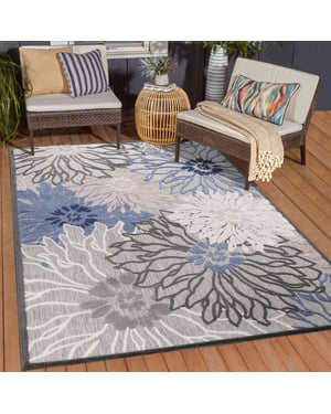 Muratap Binnen en buiten vloerkleed floral outdoor laagpolig tapijt 80x200 cm