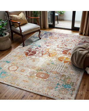Muratap Picasso feraghan vintage vloerkleed multi / beige laagpolig-