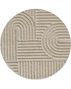 Muratap Japandi art rond vloerkleed boho scandinavisch laagpolig effen - 80 cm rond