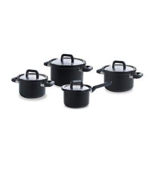 BK Cookware Bk flow cool black kookpannenset- 4 delig rvs veilig afgietsysteem