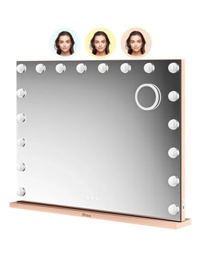Mirlux Hollywood spiegel bluetooth speakers 80x60cm rosé goud