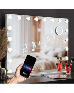 Mirlux Hollywood spiegel bluetooth speakers 80x60cm wit pre-order