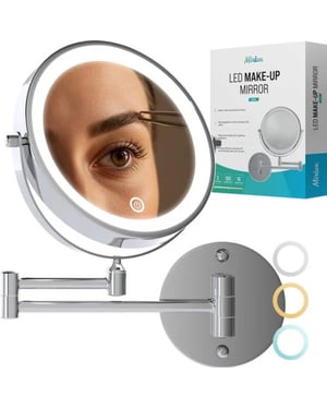 Mirlux Make-up spiegel met led verlichting oplaadbaar 5x vergroting chroom