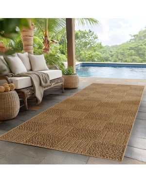 Muratap Timber lorium buitenkleed – indoor & outdoor, jute-look vloerkleed,