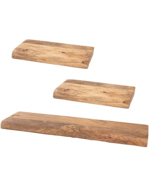 Home67 Wandplank pure mangohout set van 3 klein