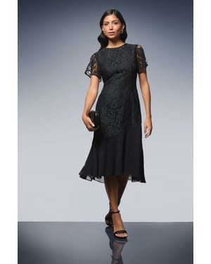Sleeveless Lace Asymmetric Midi Dress