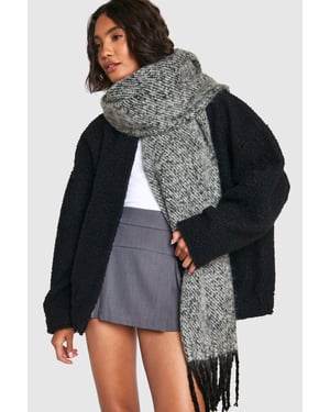 Two Tone Chunky Knitted Scarf