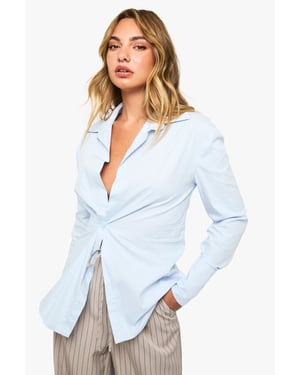 Plunge Wrap Cinched Shirt