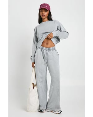 Washed Ribbed Detail Straight Leg Tracksuit