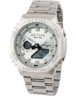 Activa x Invicta Digital ACWM423-002 Heren Horloge - Quartz Uurwerk - met zilveren Wijzerplaat - 45mm