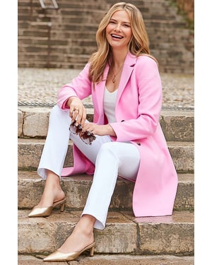 Rosé Pink Tailored Coat With Buttons