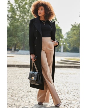 Camel Wide Leg Trousers