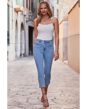 Mid Blue Capri Jeans