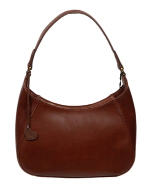 'Lucia' Conker Brown Leather Grab Bag