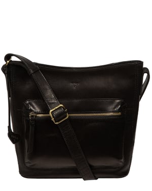 'Ornella' Black Leather Cross Body Bag