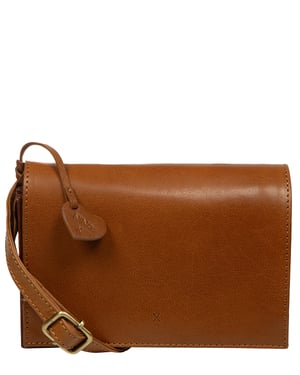 'Chiara' Conker Brown & Dark Tan Leather Cross Body Bag