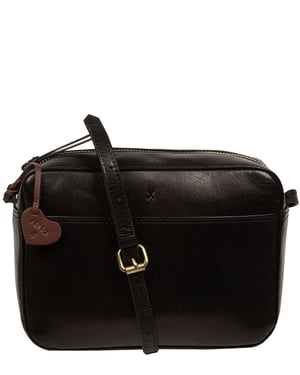'Livia' Black Leather Cross Body Bag