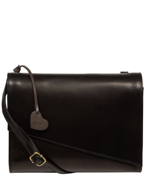 'Natalina' Black Leather Cross Body Bag