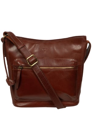 'Ornella' Conker Brown Leather Cross Body Bag