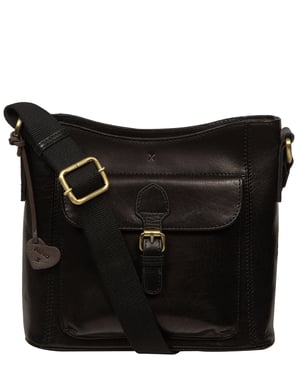 'Massima' Black Leather Cross Body Bag