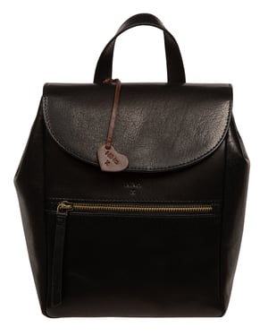 'Fabiana' Black Leather Backpack
