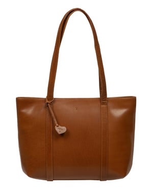 'Ilaria' Dark Tan Leather Tote Bag