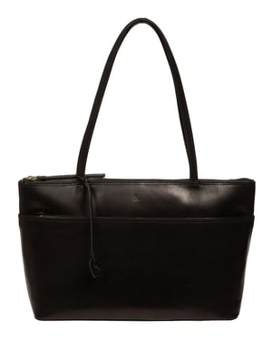 'Carlotta' Black Leather Tote Bag