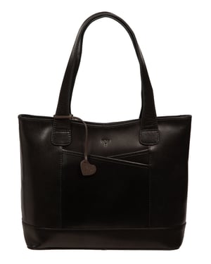 'Maissa' Black Leather Tote Bag