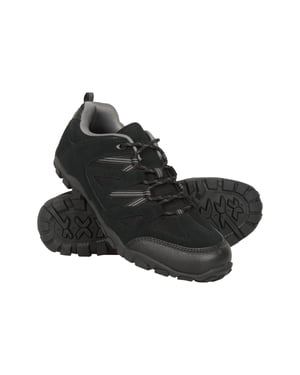 Men's Walking Shoes Suede Mesh Upper Rubber Outsole Everyday Footwear Black