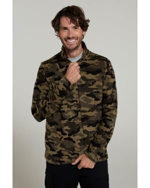 'Camber II' Men's Half Zip Fleece Top Antipill Breathable Casual Winter Sweater Camouflage